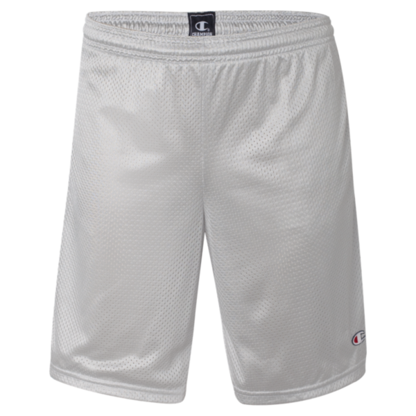 Champion Unisex 9" Mesh Shorts with Pockets, Athletic Grey, Front view