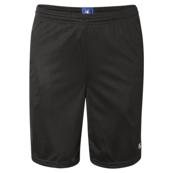 Champion Unisex 9" Mesh Shorts with Pockets, Black, Front view