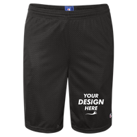 Champion Unisex 9" Mesh Shorts with Pockets, Black, Front view, Mockup