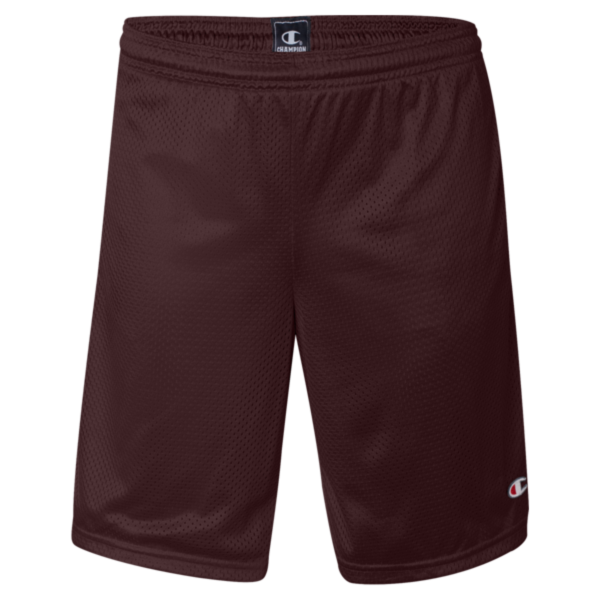 Champion Unisex 9" Mesh Shorts with Pockets, Maroon, Front view