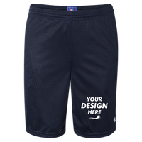 Champion Unisex 9" Mesh Shorts with Pockets, Navy, Front view, Mockup