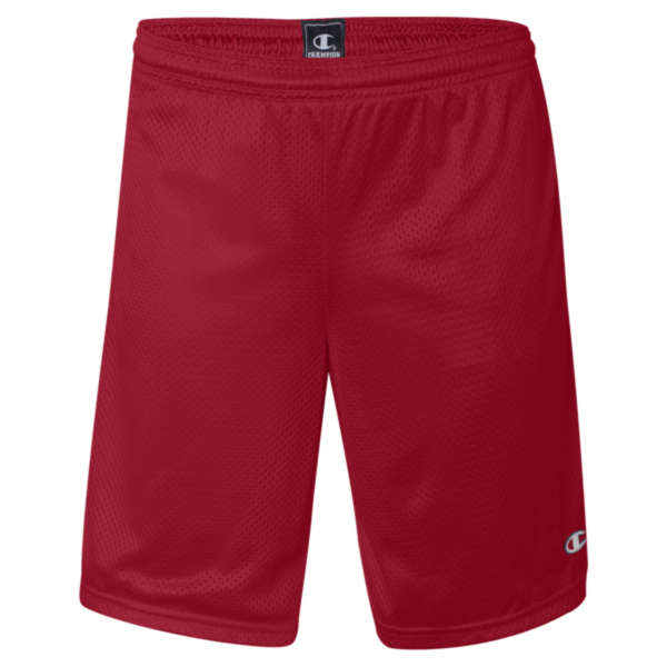 Champion Unisex 9" Mesh Shorts with Pockets, Scarlet, Front view