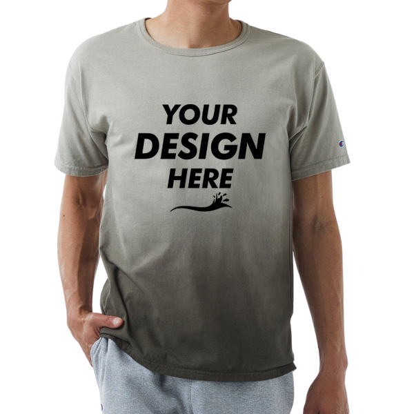 Champion Unisex Classic Jersey Dip Dye T-Shirt, Army Ombre, Front view, Mockup