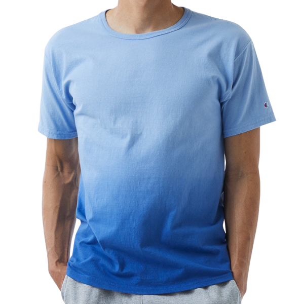 Champion Unisex Classic Jersey Dip Dye T-Shirt, Athletic Royal Ombre, Front view