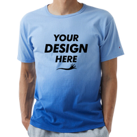 Champion Unisex Classic Jersey Dip Dye T-Shirt, Athletic Royal Ombre, Front view, Mockup