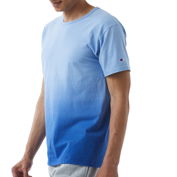 Champion Unisex Classic Jersey Dip Dye T-Shirt, Athletic Royal Ombre, Left Sleeve view