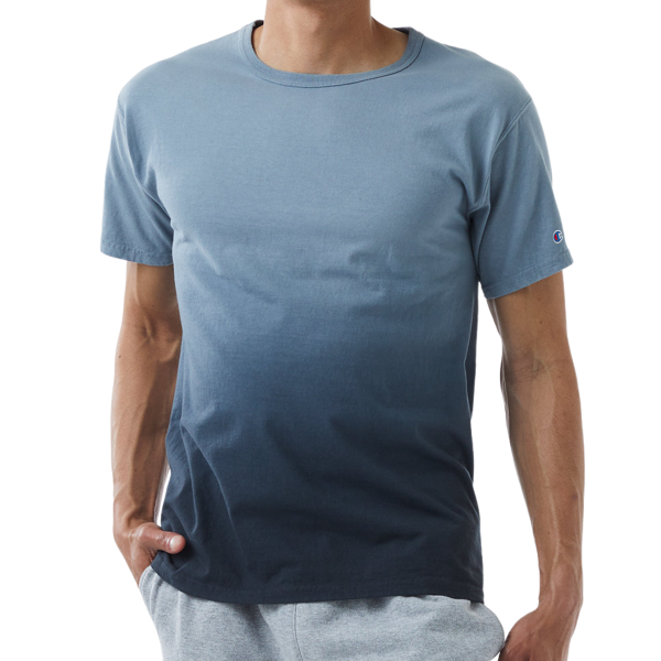 Champion Unisex Classic Jersey Dip Dye T-Shirt, Black Ombre, Front view