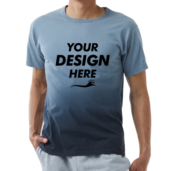 Champion Unisex Classic Jersey Dip Dye T-Shirt, Black Ombre, Front view, Mockup