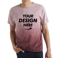 Champion Unisex Classic Jersey Dip Dye T-Shirt, Maroon Ombre, Front view, Mockup