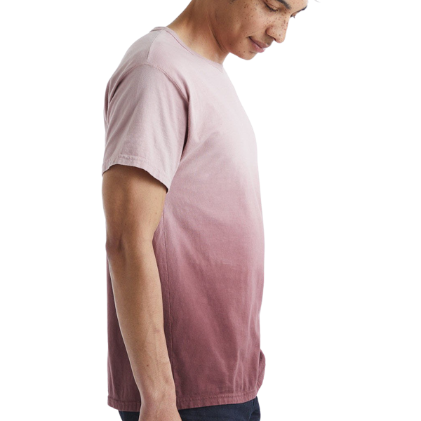 Champion Unisex Classic Jersey Dip Dye T-Shirt, Maroon Ombre, Right Sleeve view