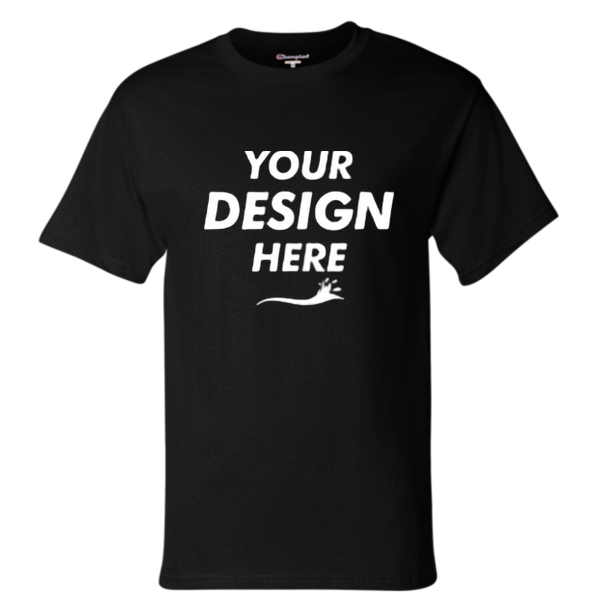 Champion Unisex Classic T-Shirt, Black, Front view, Mockup