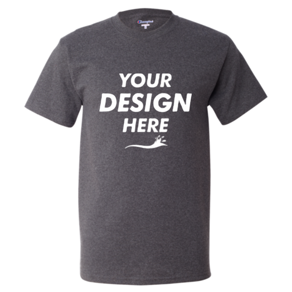 Champion Unisex Classic T-Shirt, Charcoal Heather, Front view, Mockup