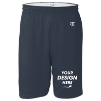 Champion Unisex Cotton Gym Shorts, Navy, Front view, Mockup