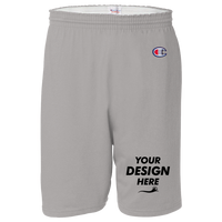 Champion Unisex Cotton Gym Shorts, Oxford Grey Heather, Front view, Mockup