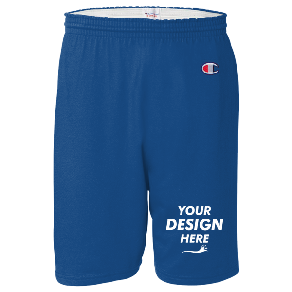 Champion Unisex Cotton Gym Shorts, Royal Blue, Front view, Mockup