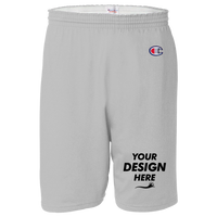 Champion Unisex Cotton Gym Shorts, Silver Grey, Front view, Mockup