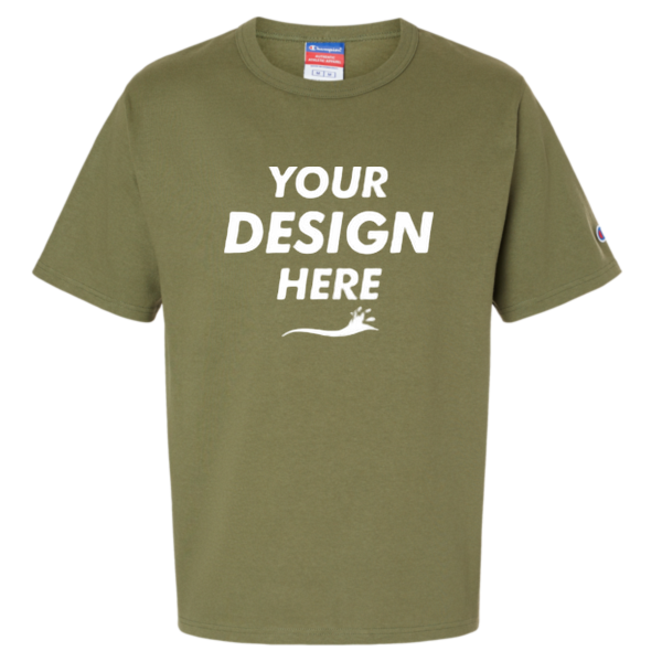 Champion Unisex Heritage Jersey T-Shirt, Fresh Olive, Front view, Mockup