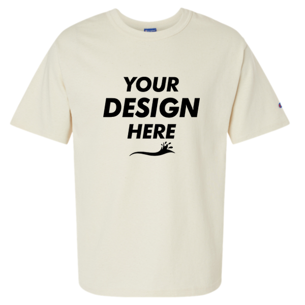 Champion Unisex Heritage Jersey T-Shirt, Natural, Front view, Mockup