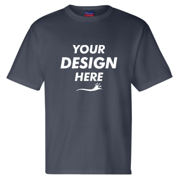 Champion Unisex Heritage Jersey T-Shirt, Navy, Front view, Mockup