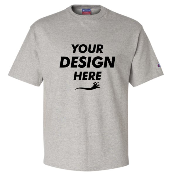 Champion Unisex Heritage Jersey T-Shirt, Oxford Grey, Front view, Mockup