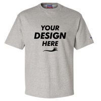 Champion Unisex Heritage Jersey T-Shirt, Oxford Grey, Front view, Mockup