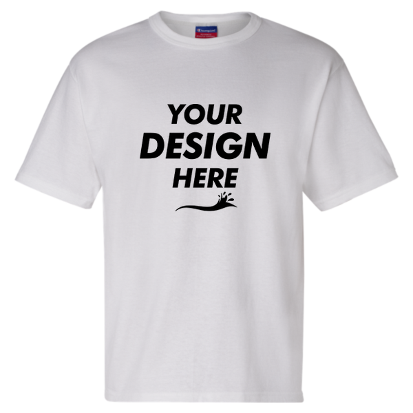 Champion Unisex Heritage Jersey T-Shirt, White, Front view, Mockup