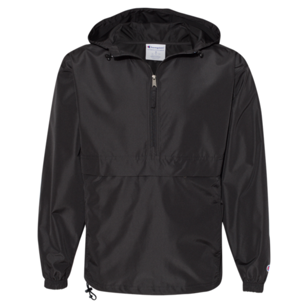 Champion Unisex Packable Anorak Jacket, Black, Front view