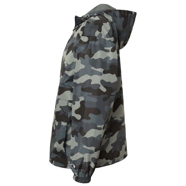 Champion Unisex Packable Anorak Jacket, Concrete Camo, Left Sleeve view