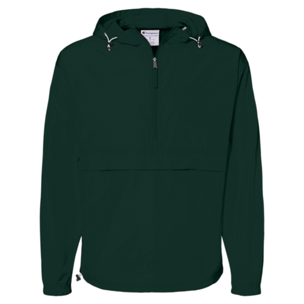 Champion Unisex Packable Anorak Jacket, Dark Green, Front view