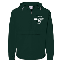 Champion Unisex Packable Anorak Jacket, Dark Green, Front view, Mockup