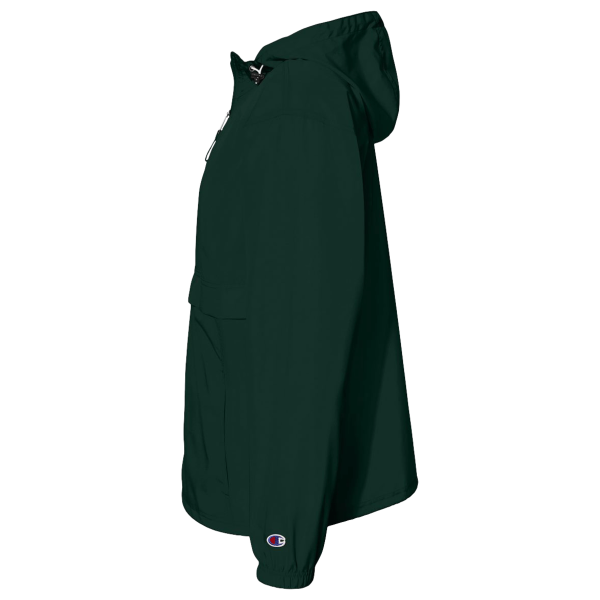 Champion Unisex Packable Anorak Jacket, Dark Green, Left Sleeve view