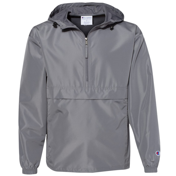 Champion Unisex Packable Anorak Jacket, Graphite, Front view