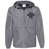 Champion Unisex Packable Anorak Jacket, Graphite, Front view, Mockup