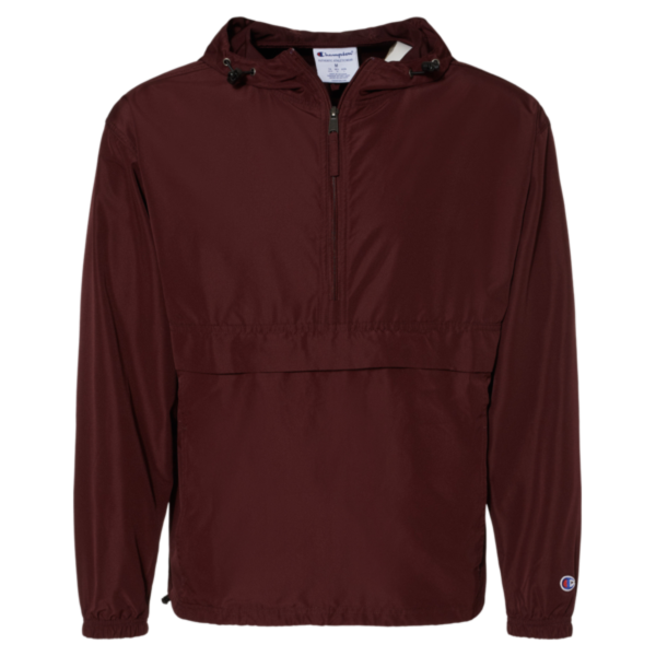 Champion Unisex Packable Anorak Jacket, Maroon, Front view