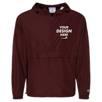 Champion Unisex Packable Anorak Jacket, Maroon, Front view, Mockup