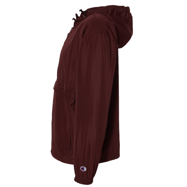 Champion Unisex Packable Anorak Jacket, Maroon, Left Sleeve view