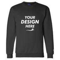 Champion Unisex Powerblend® Crewneck Sweatshirt, Black, Front view, Mockup