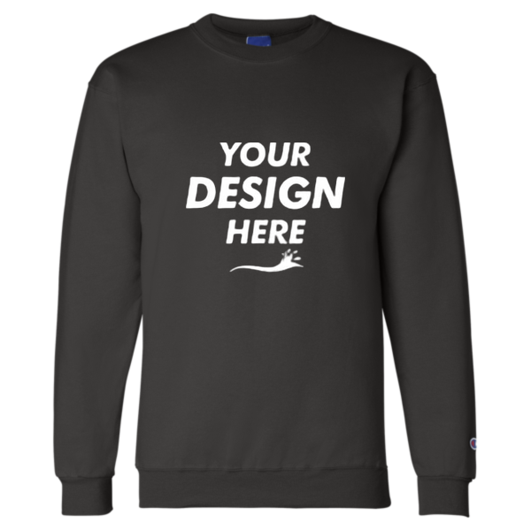 Champion Unisex Powerblend® Crewneck Sweatshirt, Black, Front view, Mockup