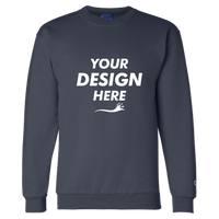Champion Unisex Powerblend® Crewneck Sweatshirt, Navy, Front view, Mockup