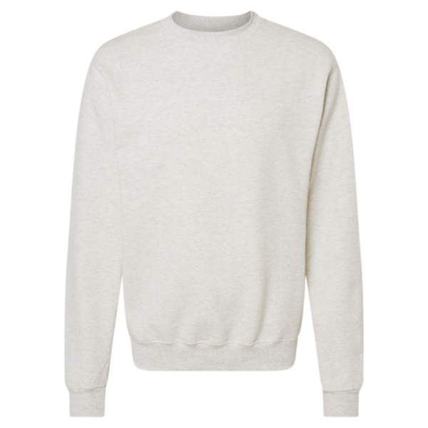 Champion Unisex Powerblend Crewneck Sweatshirt, Oatmeal Heather, Front view