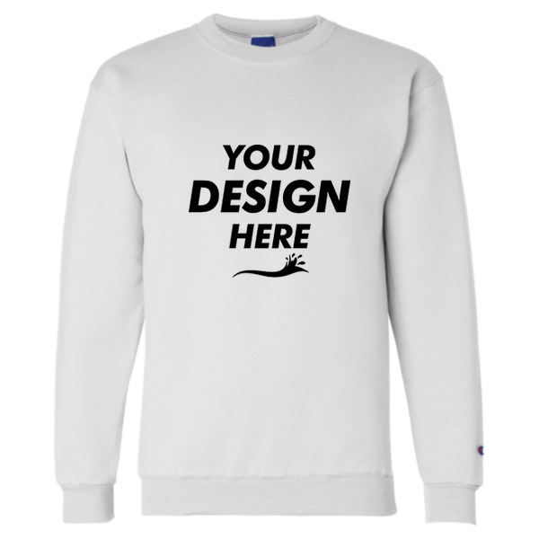 Champion Unisex Powerblend® Crewneck Sweatshirt, White, Front view, Mockup
