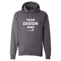 Champion Unisex Powerblend® Hooded Sweatshirt, Charcoal Heather, Front view, Mockup