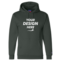 Champion Unisex Powerblend® Hooded Sweatshirt, Dark Green, Front view, Mockup