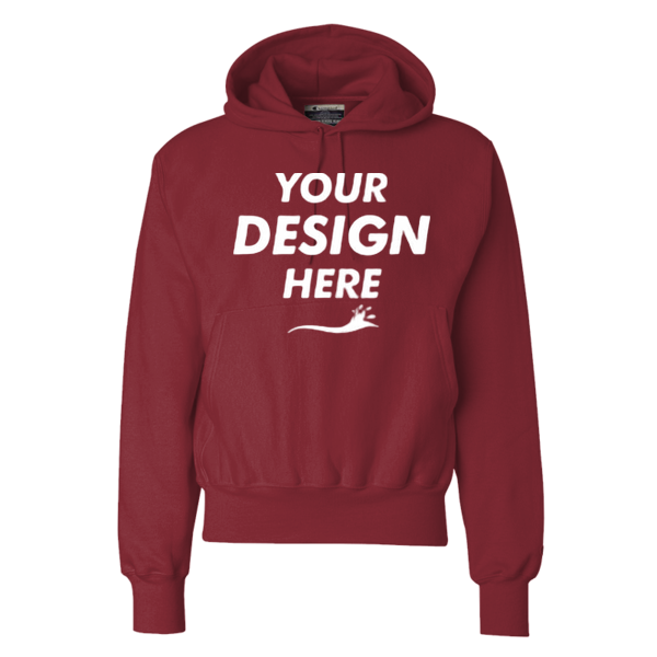 Champion Unisex Reverse Weave® Hooded Sweatshirt, Cardinal, Front view, Mockup
