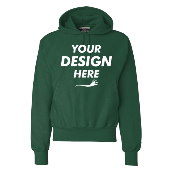 Champion Unisex Reverse Weave® Hooded Sweatshirt, Dark Green, Front view, Mockup