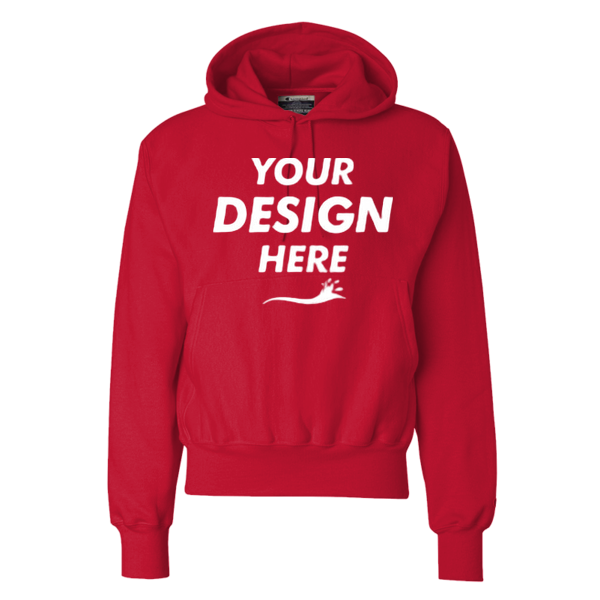 Champion Unisex Reverse Weave® Hooded Sweatshirt, Scarlet, Front view, Mockup