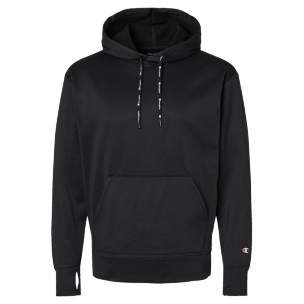 Champion Unisex Sport Hooded Sweatshirt, Black, Front view