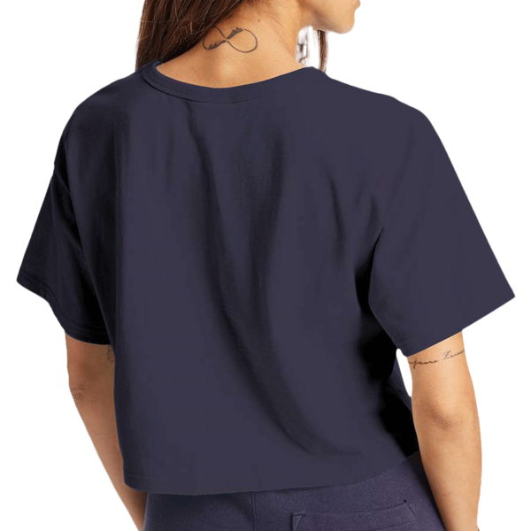 Champion Women's Heritage Jersey Crop T-Shirt, Navy, Back view