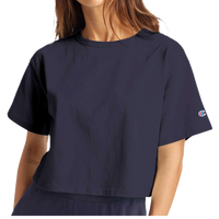 Champion Women's Heritage Jersey Crop T-Shirt, Navy, Front view