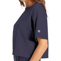 Champion Women's Heritage Jersey Crop T-Shirt, Navy, Left Sleeve view